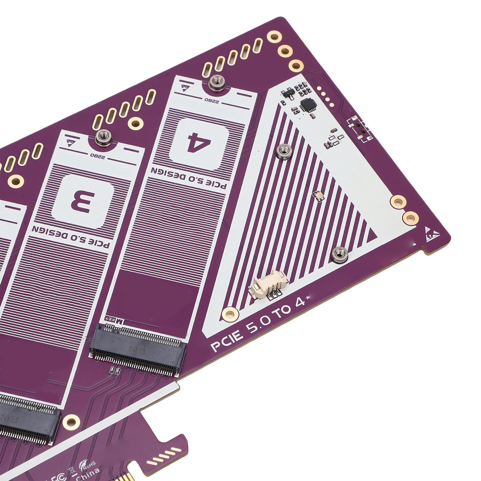 Ausla Karta rozszerzeń PCIe 5.0 X16 na NVMe, Pozłacana Płytka PCB M.2 NVMe na PCIe, Transfer 512 Gb/s, Plug and Play, do Edycji Wideo dla Użytkowników Komputerów Stacjonarnych Zajmujących się