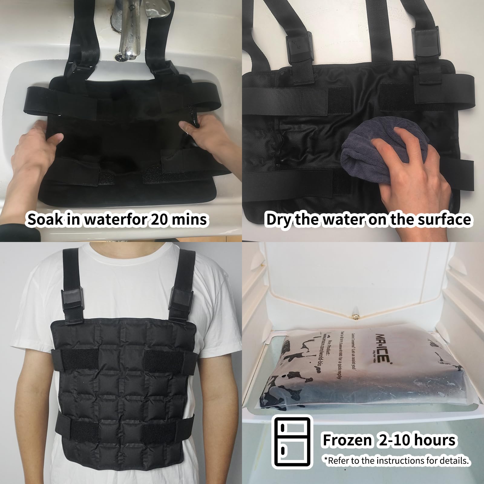 Chaleco refrigerante para adultos, hombres y mujeres en climas cálidos, chaleco con bolsa de hielo para ciclismo, pesca, cocina, jardinería, trabajo al aire libre