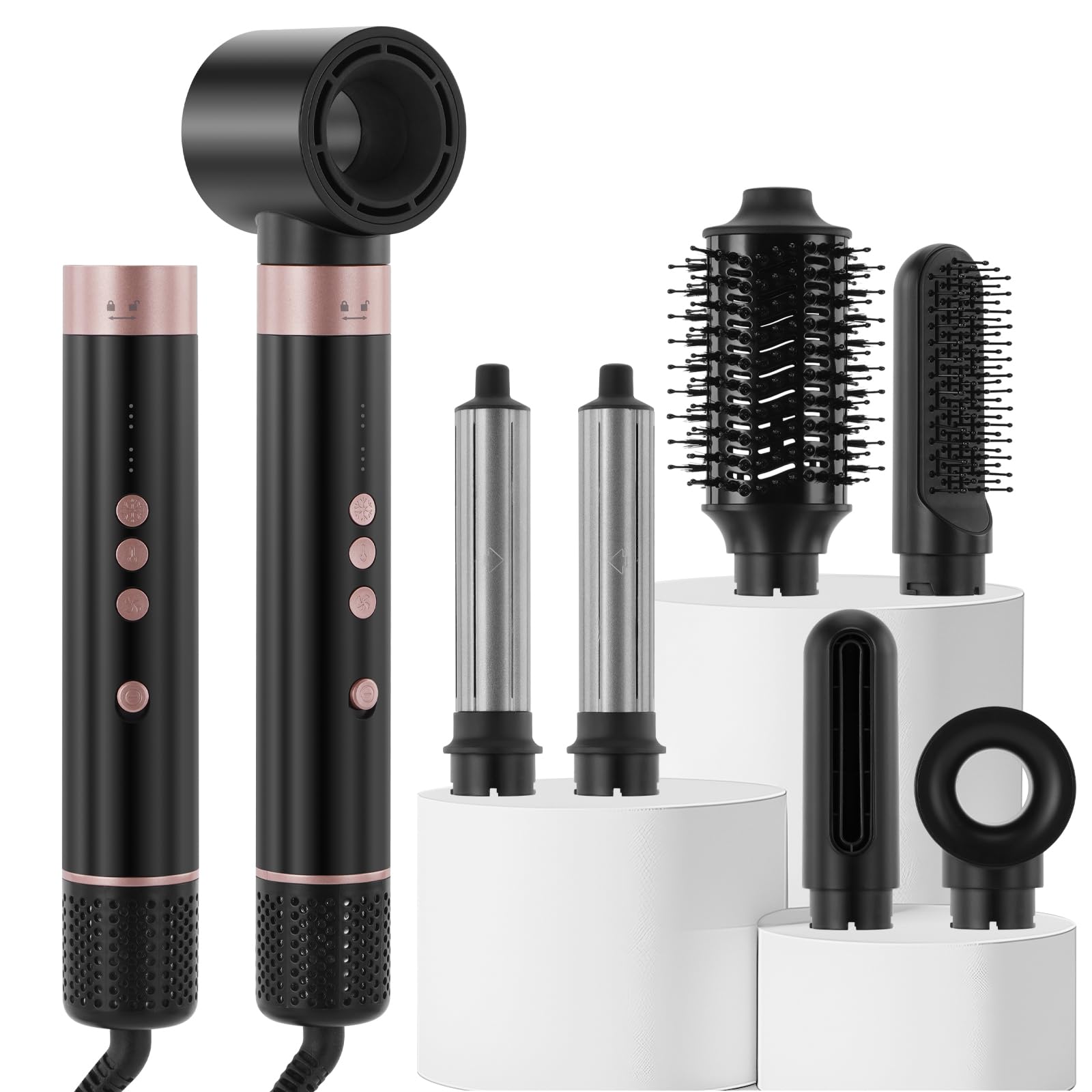 BESTBOMG Air Styler 6 In 1 Hair Styler, Sèche Cheveux, Boucleur a Air 110000 PRM, Brosse Chauffante Brushing, Air Fer A Boucler, Fer à Friser Automatique, Brosse à Lisser les Cheveux