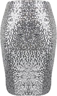 Faldas Verano Mujer - Falda De Medio Cuerpo Informal De Cintura Alta con Lentejuelas De Color SóLido A La Moda para Mujer Faldas De Hawaiana