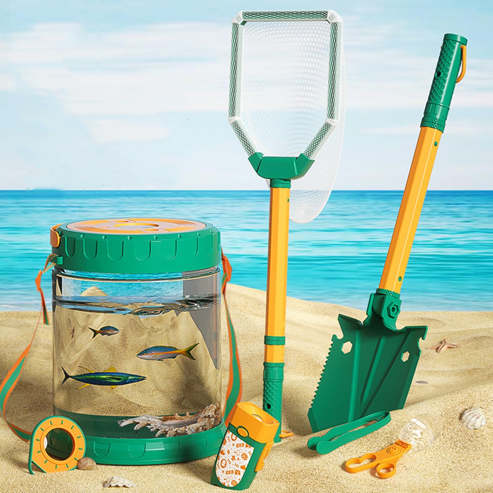 Explorer Kit & Sea Catching Tool Set for Kids, Bug Catcher Kit, Outdoor Exploration with Bug Catcher for Kids, Magnifying Glass, Sand Shovel, Goggles Outdoor Toys for 3+ Year Old Boys Girls