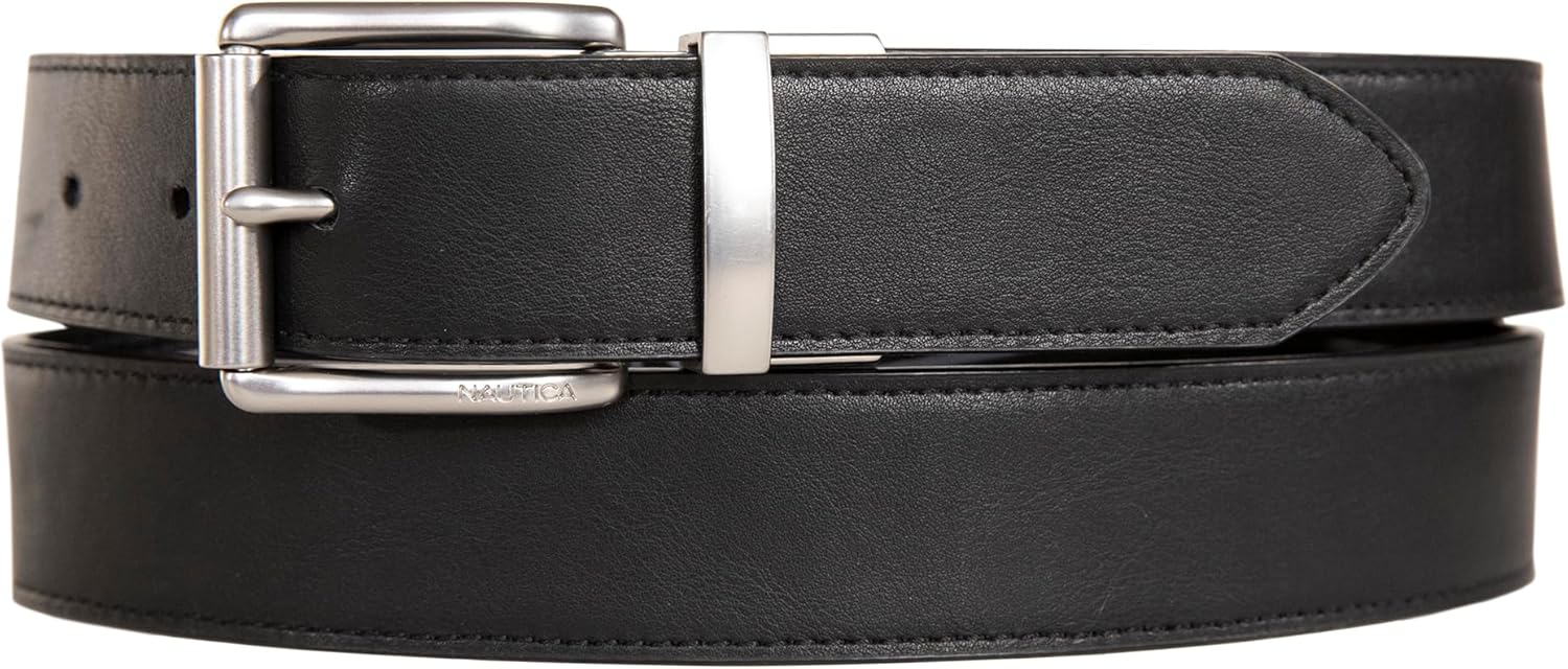 Nautica Men's Reversible Leather Belt | 2-in-1 | Classic | Everyday | Business | Work | Dress | Casual | Metal Buckle - Image 3