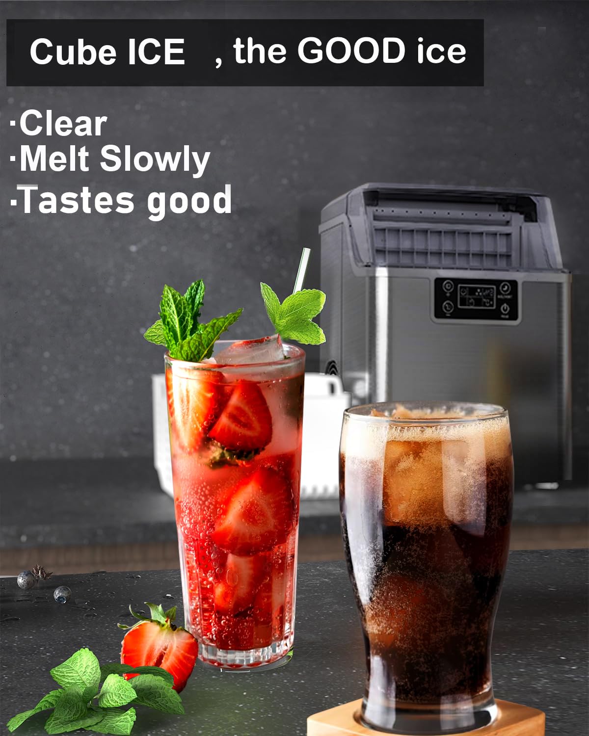 Kndko Ice Makers Countertop, 45Lbs/Day, 2 Ways to Add Water, Countertop Ice Maker, 24 Pcs Ready in 13 Mins, Self Cleaning Ice Maker, 24H Timer, Perfect for Home Bar RV, Stainless Steel Ice Maker on Fridge.com