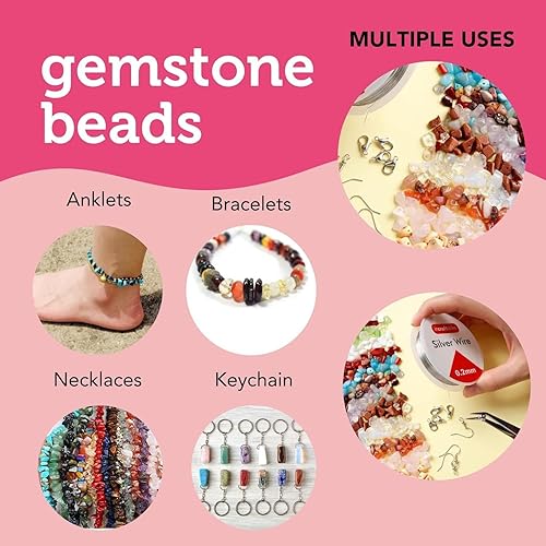 Miniatura 4 de Incraftables 1000 cuentas de cristal con chip (24 piedras preciosas de colores). Las mejores cuentas de roca para hacer joyas, anillos y