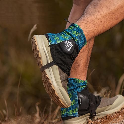 Miniatura 10 de AONIJIE Polainas reflectantes de caña baja para tobillo con protección UV, transpirable y prevención de arena para triatlón maratón senderismo