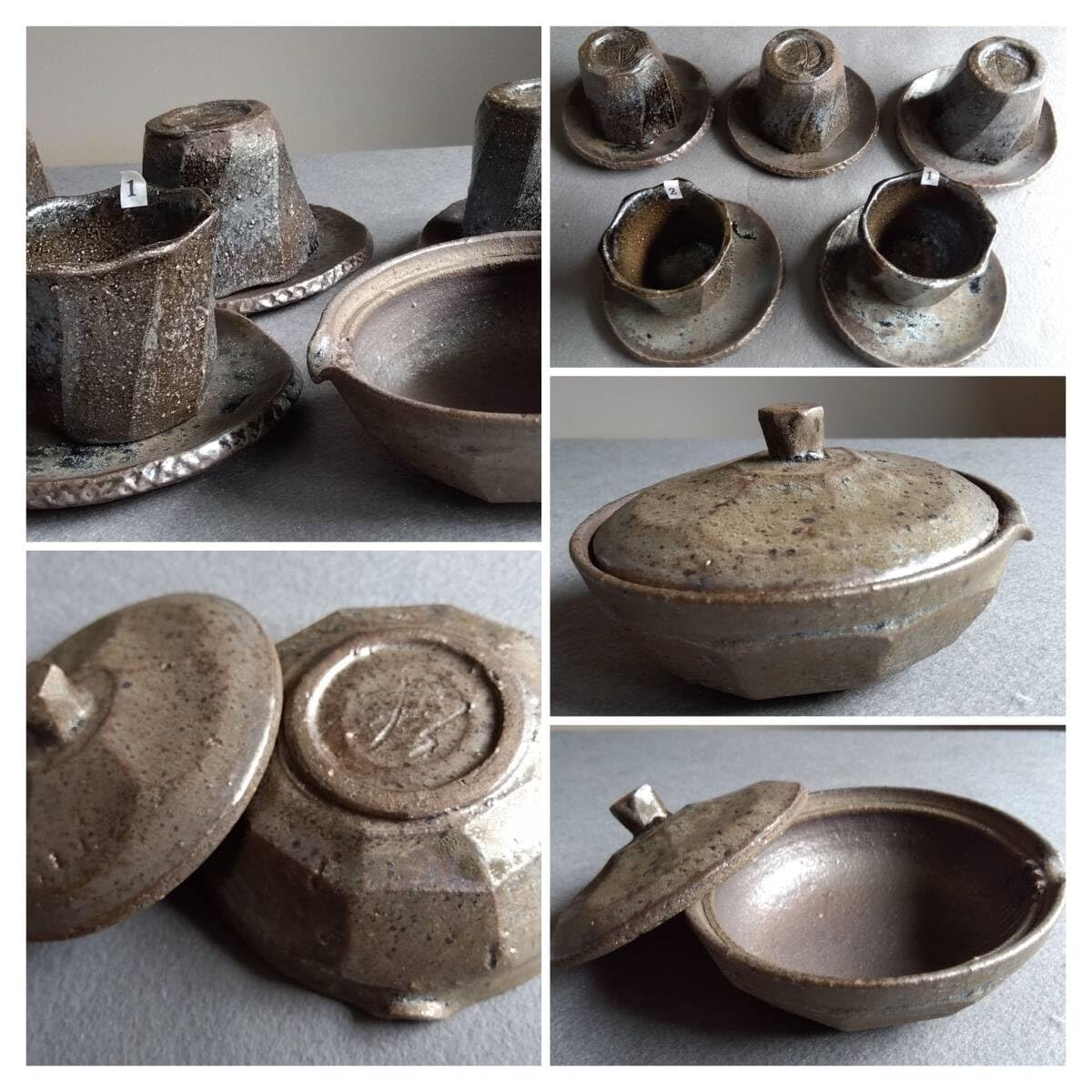 越前焼の名工　福嶋伸彦　【ほたる窯】　　鉄釉逸品　　鉄釉壁掛け還元窯変美涙形花器 Amazon.co.jp: 越前焼の名工 福嶋伸彦 ほたる窯 鉄釉逸品 冷酒セット