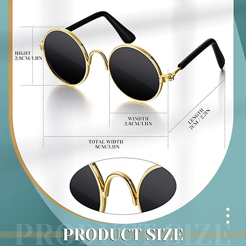 Miniatura 3 de Xuniea Juego de 2 piezas de collar de cadena y lentes de sol para gato, perro, collar de diamantes de imitación con hebilla segura, lentes redondos