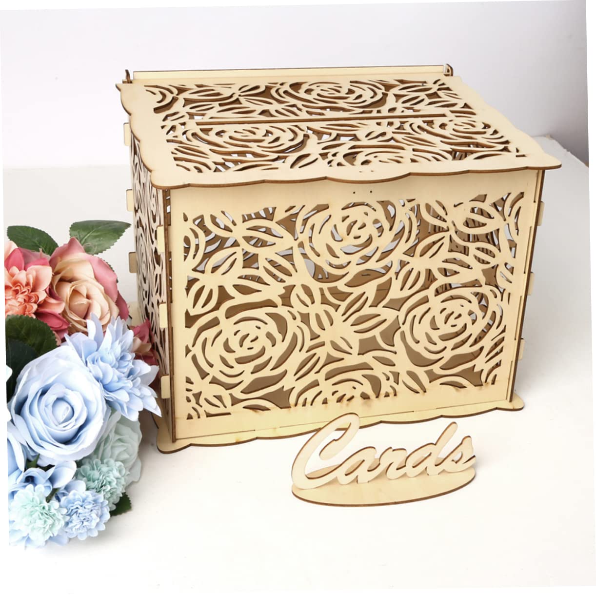 Abaodam Scatola in Legno per Matrimonio Fai da Te Motivo Scatola per Caramelle Piccoli Regali Biglietti Decorazione per Feste di Matrimonio