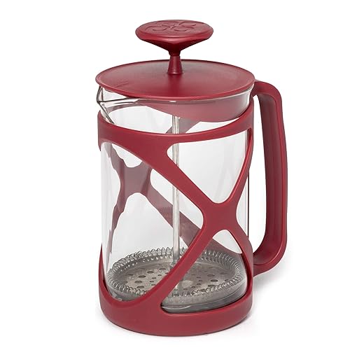 Primula Tempo Coffee Press – For Rich, Non-Bitter Coffee – French Press Design – Easy to Use – Makes 6 Cups – Red