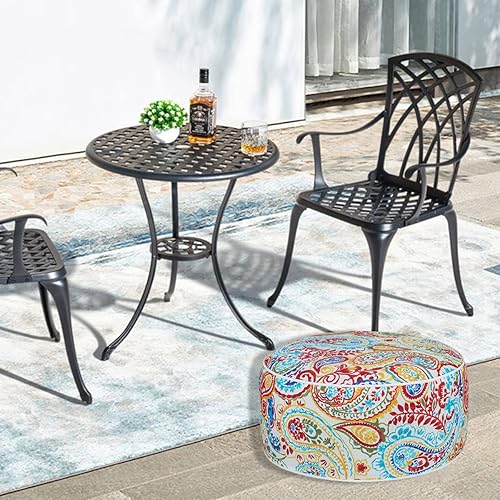 Miniatura 2 de Otomana inflable con bomba, puf otomano para exteriores para patio, impermeable, 20 x 9 pulgadas de alto, reposapiés redondo, reposapiés portátiles