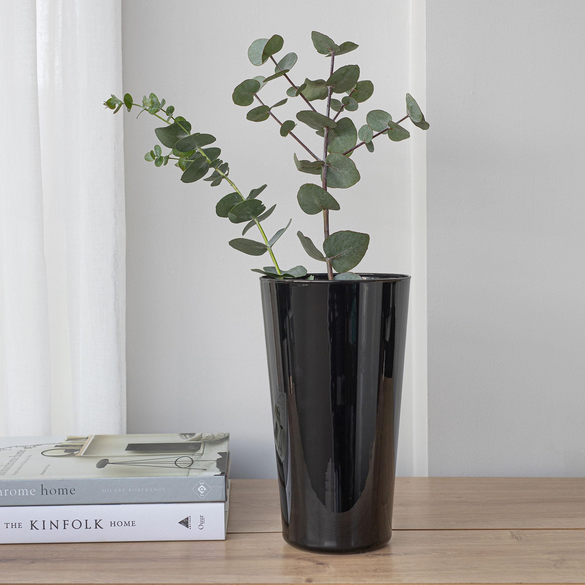 Trend for Home Black Vase H: 25 cm Flower Vases for Living Room Glass Vases for Flowers Conical Vase Black Decor Tall Vase for Pampas Grass Round Vase Black Glass Vase - Image 4