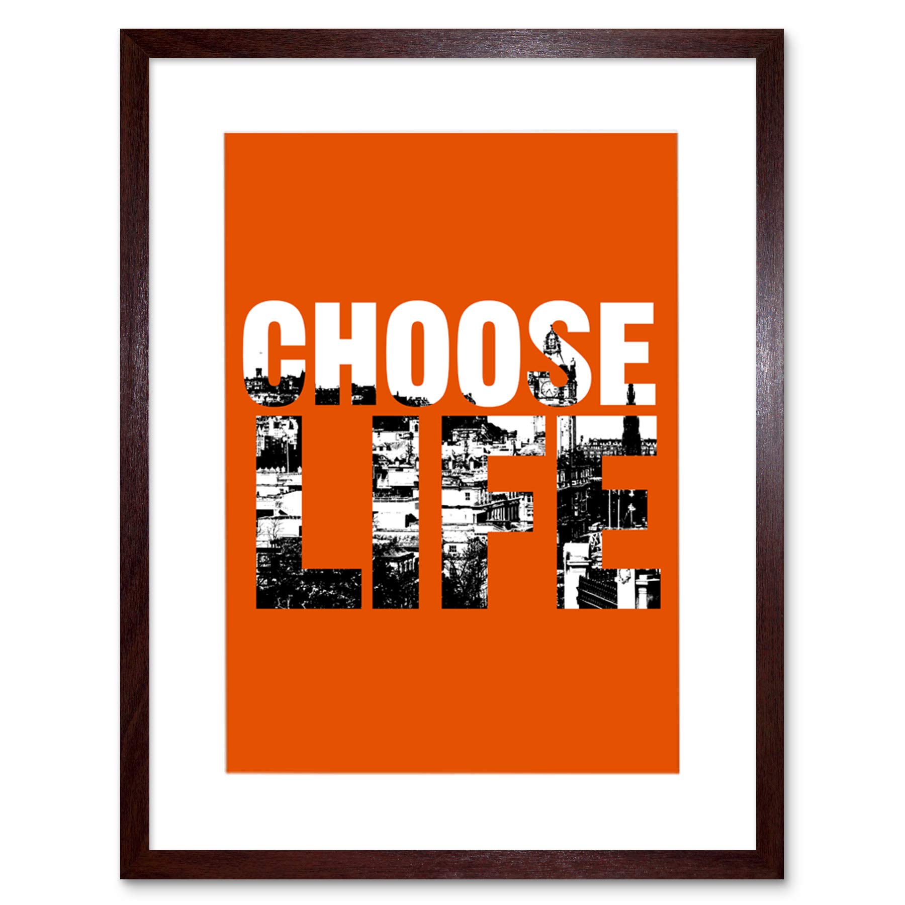 Wee Blue Coo Choose Life Trainspotting Edinburgh Scotland Artwork Framed Wall Art Print 12X16 Inch