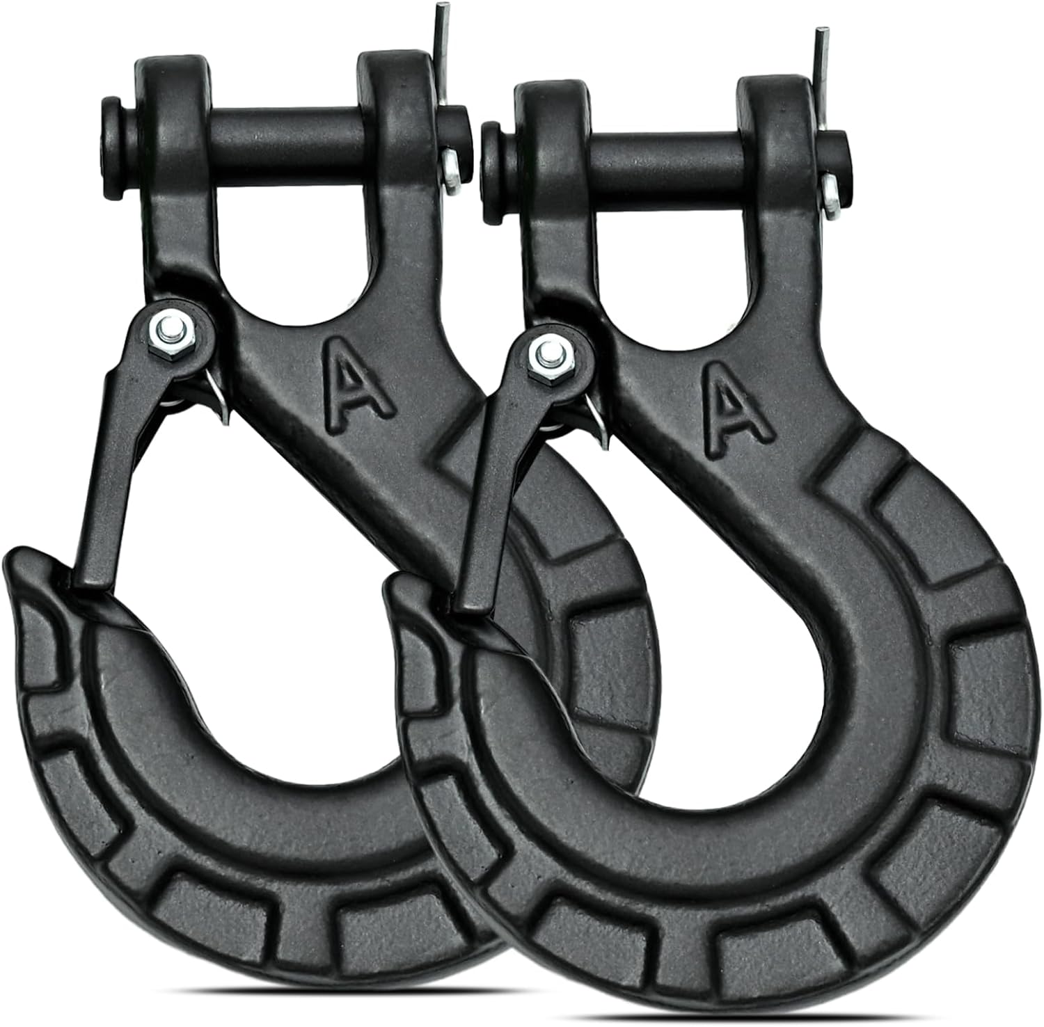 2PCS 3/8" Forged Alloy Steel Clevis Slip Hook with Safety Latch, Heavy Duty Winch Hook 37400lbs Load Capacity for Truck Trailer Tow Chain Winch Cable Ropes (Matte Black)