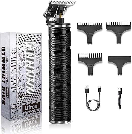 Ufree Mens Beard Trimmer, Zero Gapped T Blade Liners, Cordless Hair Clippers, Electric Razor Shavers for Men, Grooming Kit for Hair Cutting, Gifts for Men(Black)