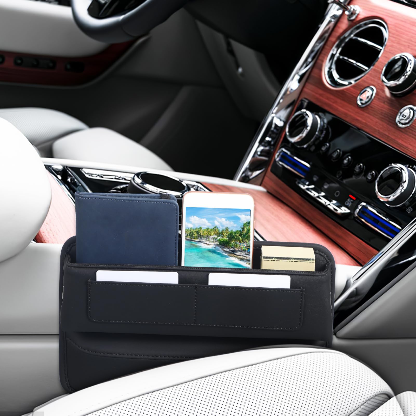 Caja De Almacenamiento Central Organizador De De Almacenamiento Entre Asientos Relleno De Huecos Laterales Organizador De Asientos Delanteros Accesorios Para Coche