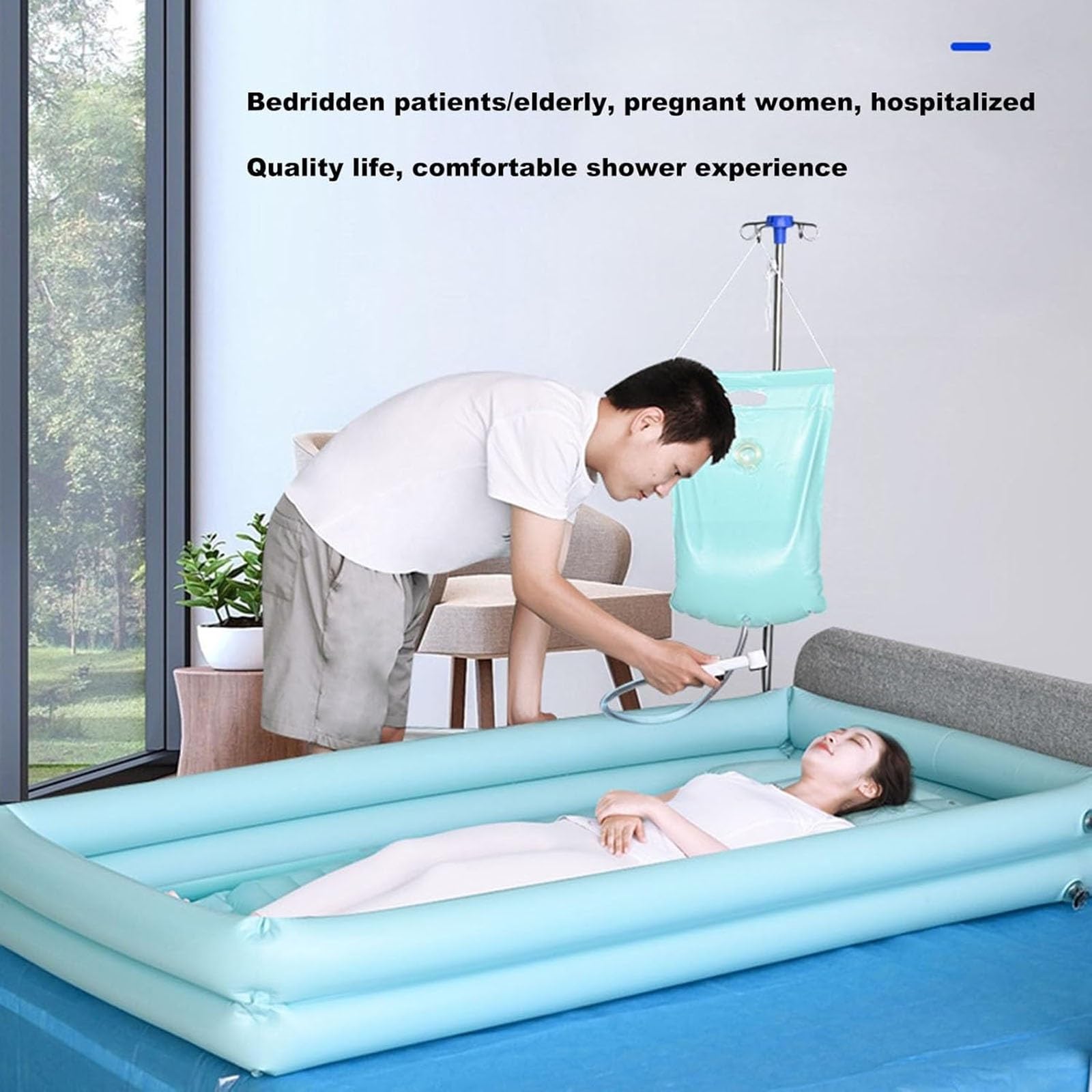 Vasca Da Bagno Gonfiabile, doccia portatile in PVC per uso medico da posizionare accanto al letto, attrezzatura medica per l'assistenza domiciliare, ausili per disabili, accessori per doccia da letto