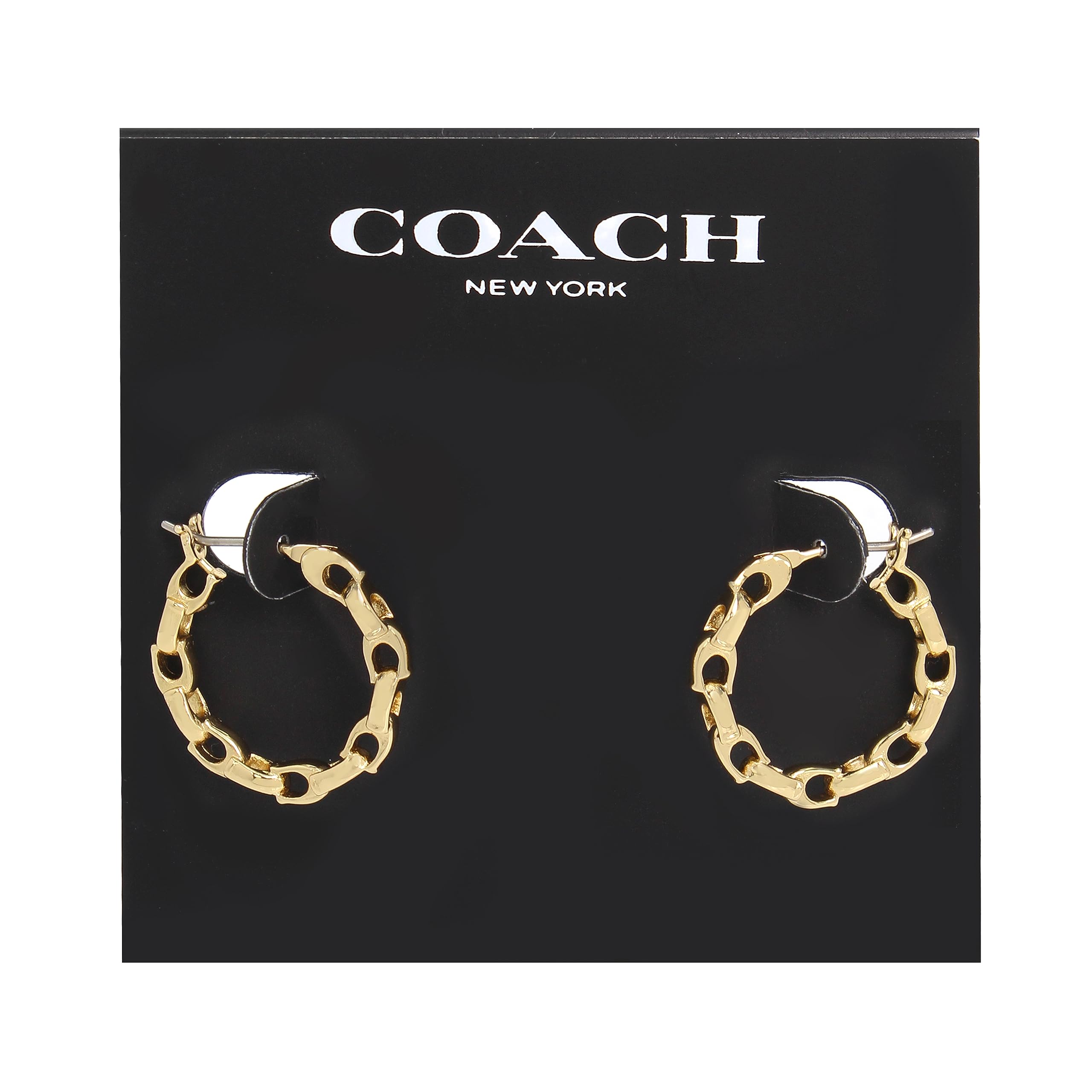 COACH Orecchini a cerchio con catena firmata da