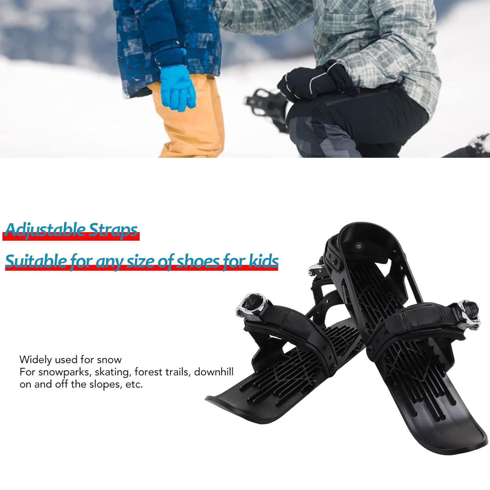 Mini Pattini da Sci Corti per Neve, Mini Pattini da Sci Corti Regolabili, Pattini da Neve Corti Snowblade Skiboard per Sport Invernali Attrezzatura da Sci
