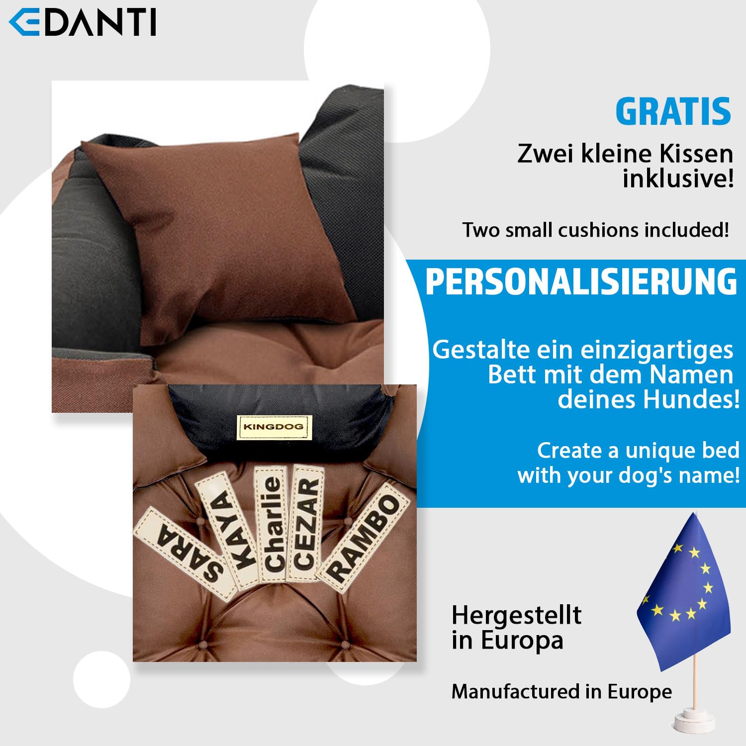 Legowisko Posłanie Personalizowane Dla Psa Wodoodporne KINGDOG Brązowy (145x115 cm)