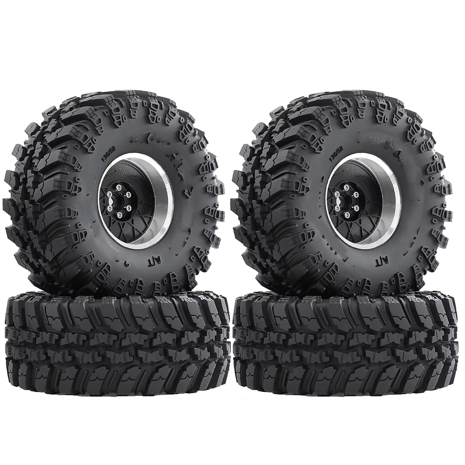RC Pneus Jante Compatible avec Axial pour Capra pour Wraith pour Traxxas pour TRX4 Gen8 pour Everest Pneus Mud Slingers 2.2 ; Jantes Beadlock 2.2 ; Hexagones De 12 Mm