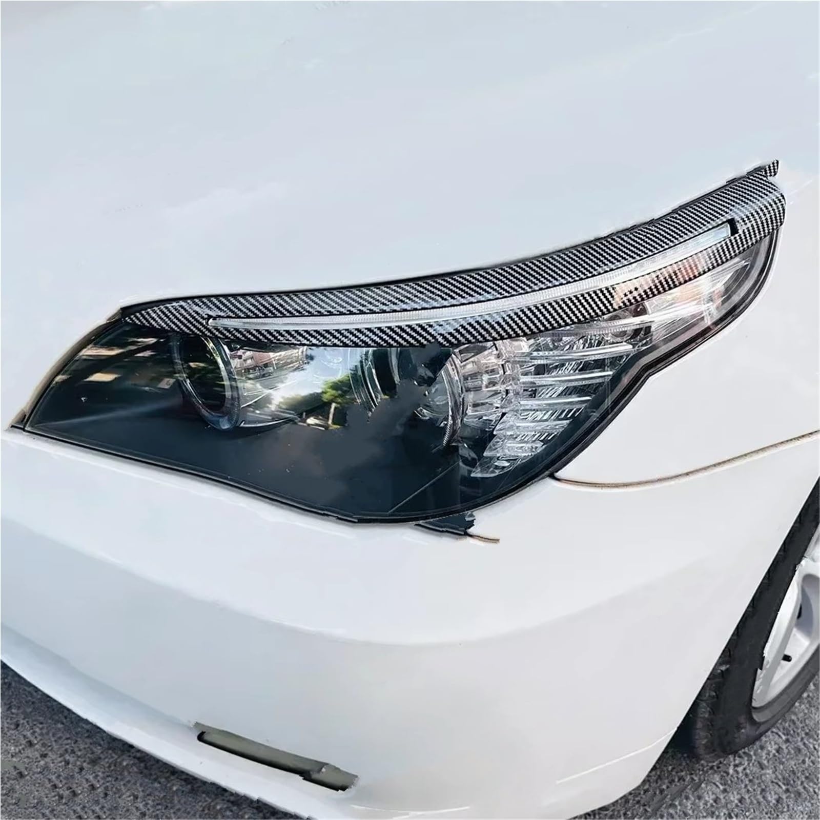 Reflektor brwi do BMW serii 5 E60 E61 520i 525i 530i 540i M5 2003-2010 samochód brwi powieka lampa światło osłona reflektorów naklejki powieki reflektorów