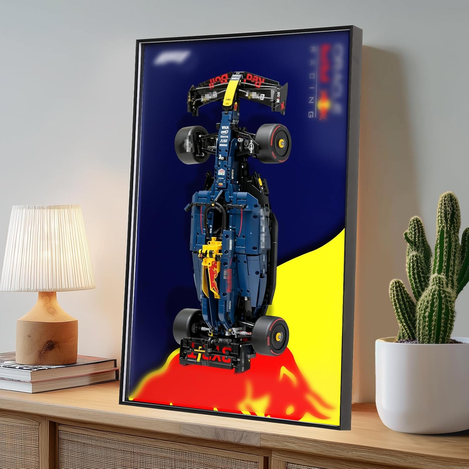 Display Case & Wall Frame for Lego F1 Speed Champions Red Bull RB20 42206 & Ferrari 42207, 50x80cm Aluminum Wall Mount Display (for Lego F1 Red Bull 42206, no Light)