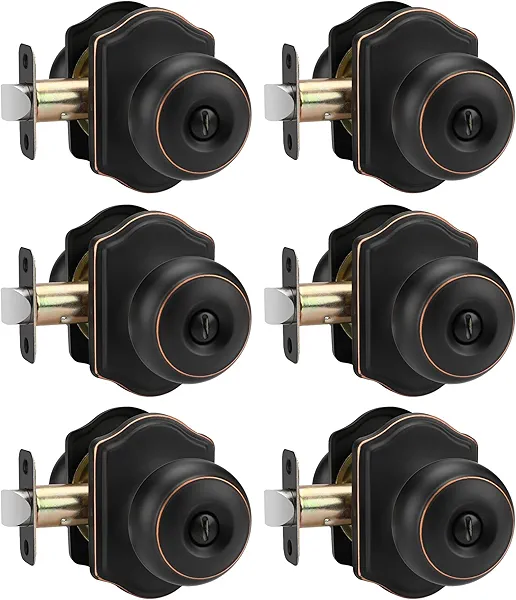 goldenwarm Oil Rubbed Bronze Door Knobs Interior, Bedroom Door Knob & Bathroom Classic, Bronze Interior Door Knobs 6 Pack