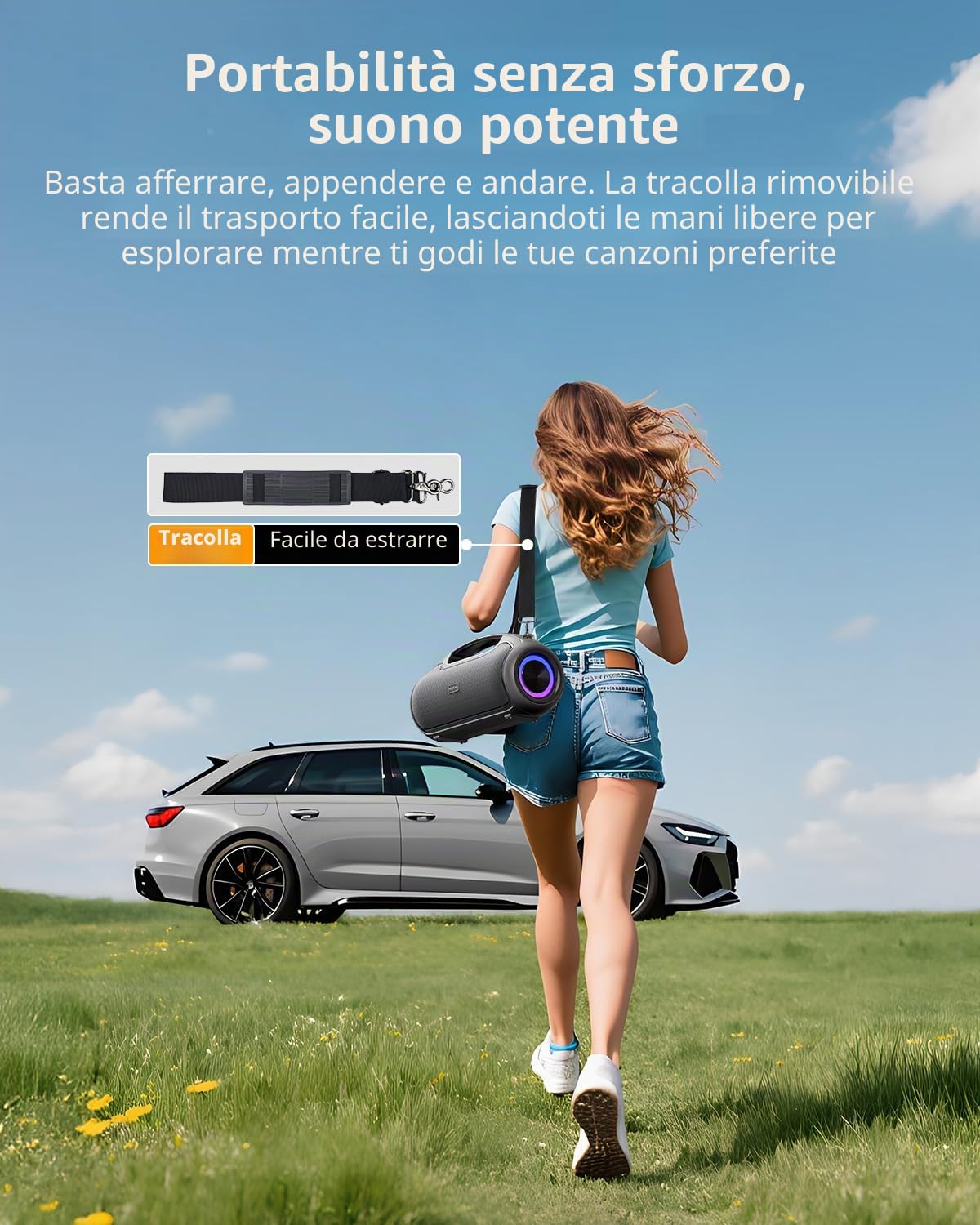 Cassa Bluetooth Portatile, (200W MAX) 120W Potente Altoparlante Wireless, IP65 Impermeabile Bluetooth Speaker, Bassi Profoni/DSP/Bluetooth 5.3 / TF/USB, Ideale per Feste, Esterno, Famiglia, Regalo