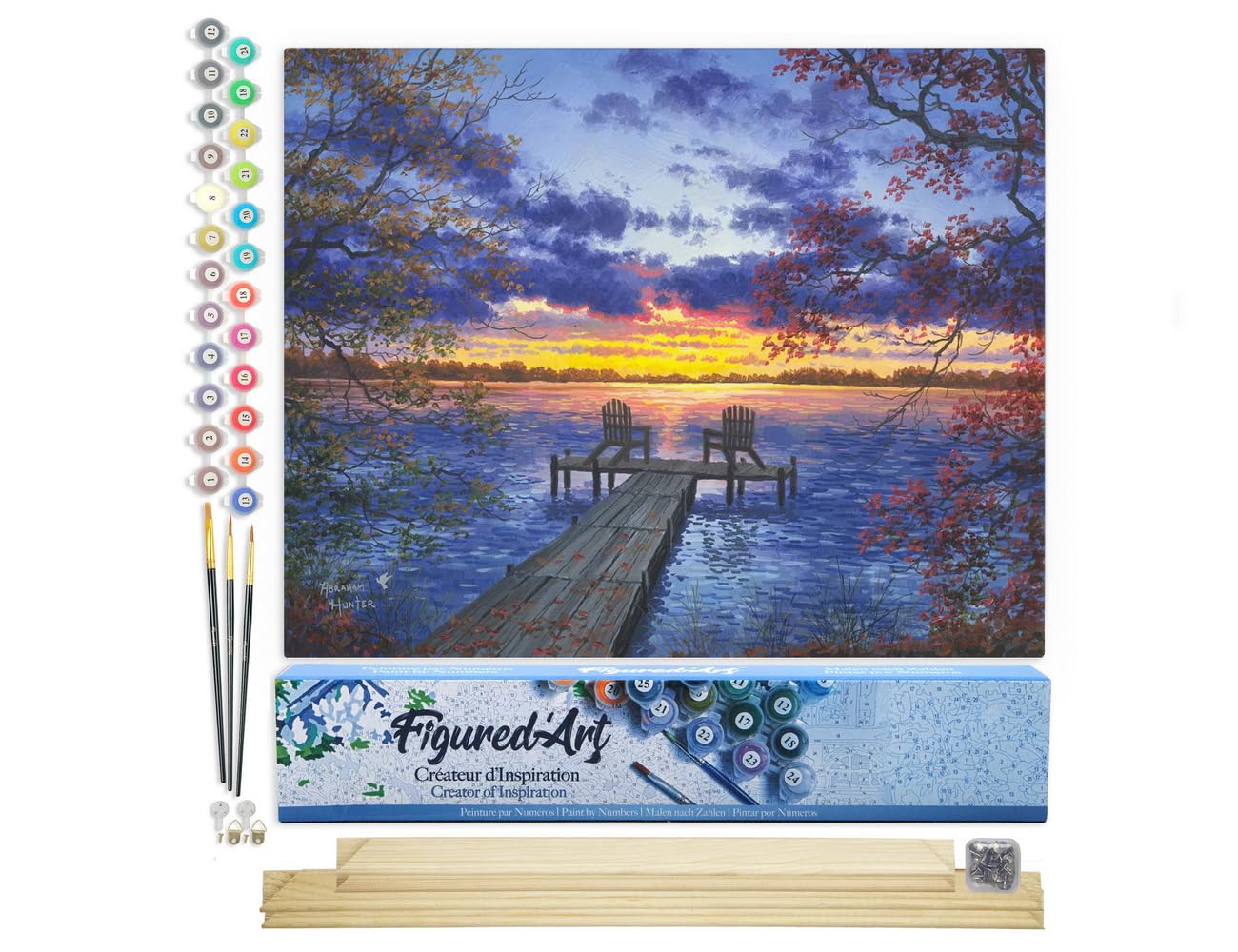 Figured'Art Pintar por Numeros Adultos con marco Entrada florecida - Manualidades pintura acrilica Kit Cuadro DIY completo - 40x50cm con bastidor montado — view 12