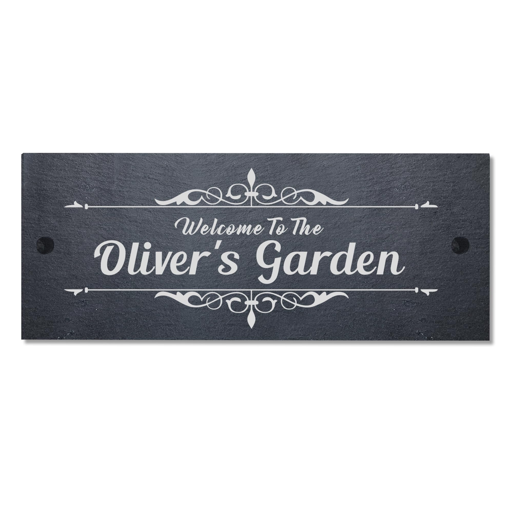 Slate House Signs Personalised Plaques Engraved Slate House Sign Outdoor Decoration Personalised Signs for Outside Welcome Sign with Wall Fixings 25x10cm (Design 8)