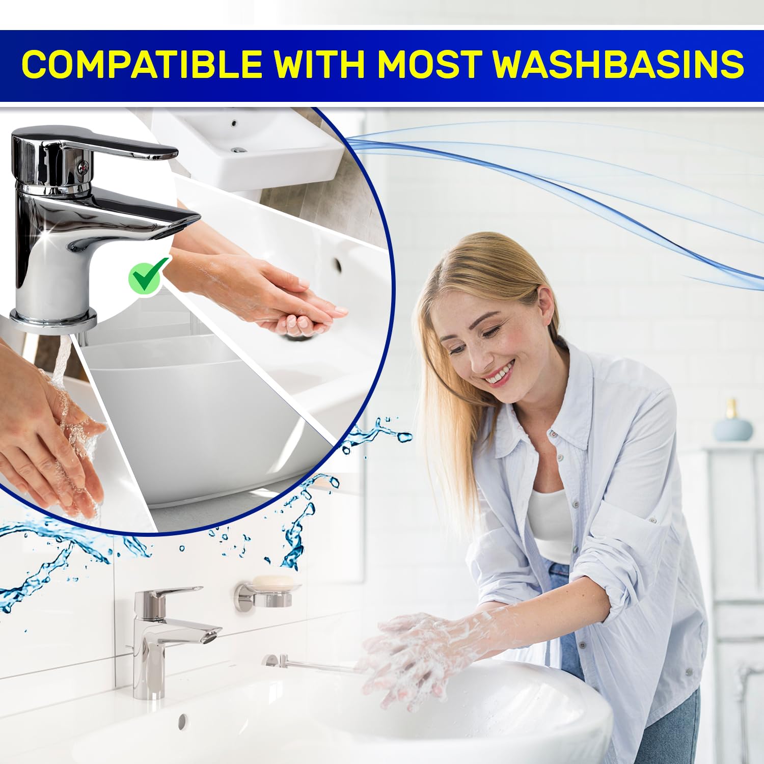 Basin Mixer Tap in Chromium Plated Brass with Ceramic Cartidge and Connections Set - Warranty 10 Years - MONTERAL - Image 2