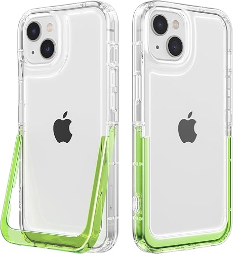 Miniatura 1 de ZCDAYE Diseñada para iPhone 1314, funda transparente con soporte compatible con carga inalámbrica de TPU parachoques invisible soporte suave delgado
