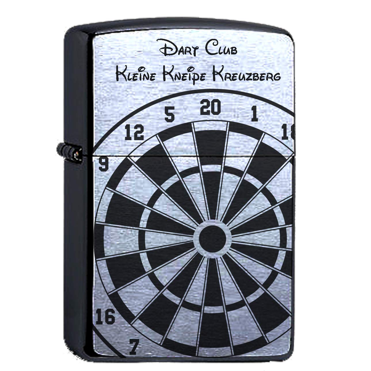 Zippo Benzinfeuerzeug Dart Dartscheibe mit Wunschtext Lasergravur personalisiert Gravur Dartboard Dartpfeil Darts Sturmfeuerzeug Personalisieren