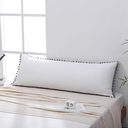 Miniatura 49 de Blue Body Pillow Cover Shabby Chic Long Pillow Case Cover Navy Blue Pom Poms Fringe Body Pillow case with Pocket Closure 20x54 inches(Body,Navy Blue)