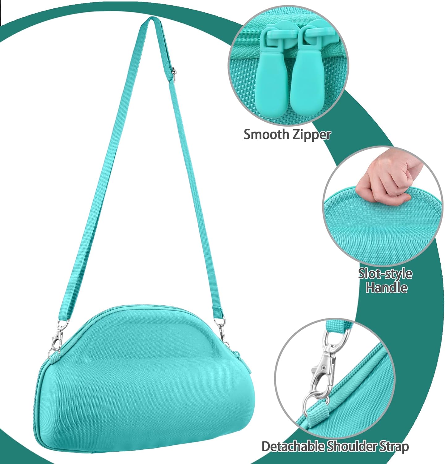co2CREA Case for JBL Charge 6 Waterproof Portable Bluetooth Speaker, Hard Travel Bag with Detachable Shoulder Strap (Mint Green Case) - Image 6