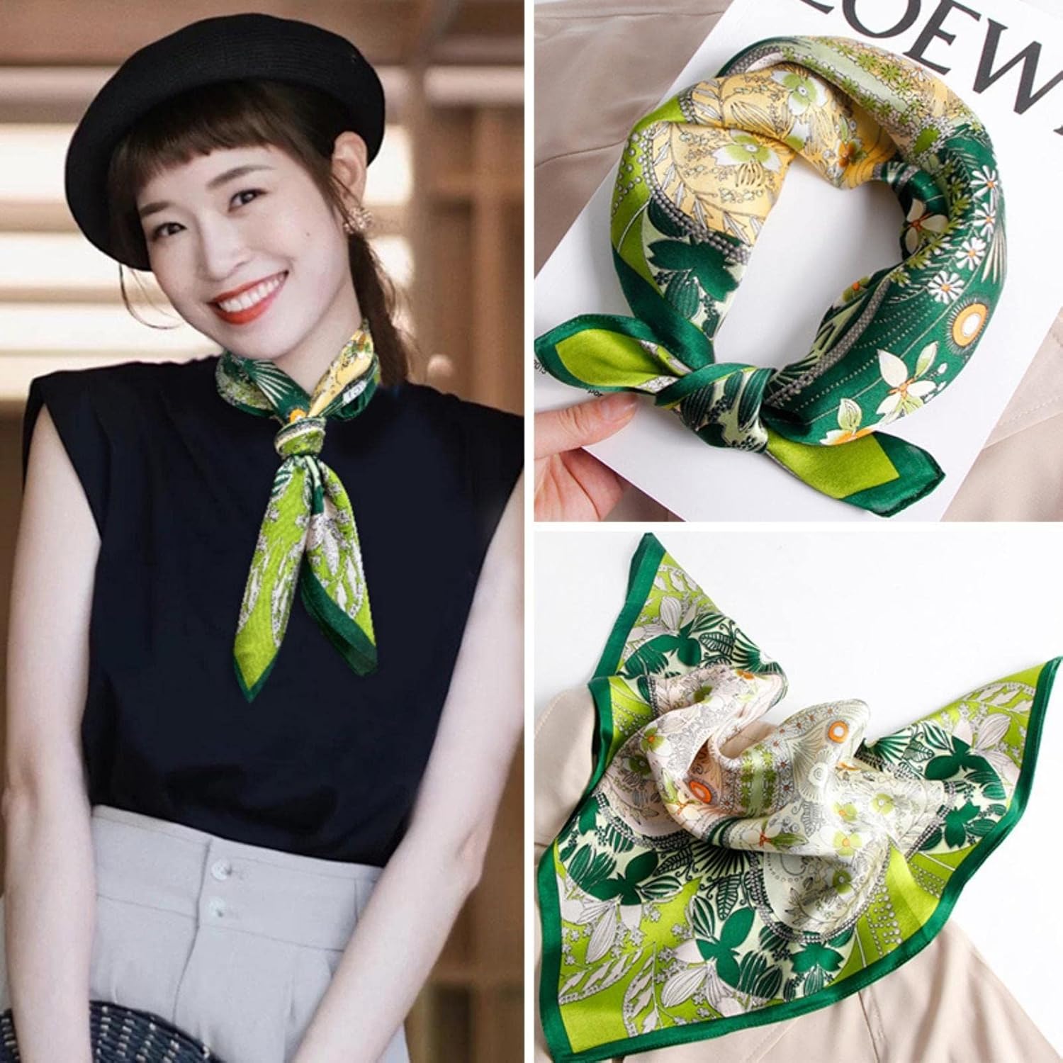 PoeticEHome 100% Mulberry Silk Neck Scarf 21"x21" Small Square Scarfs for Women Gift Packed - Image 2