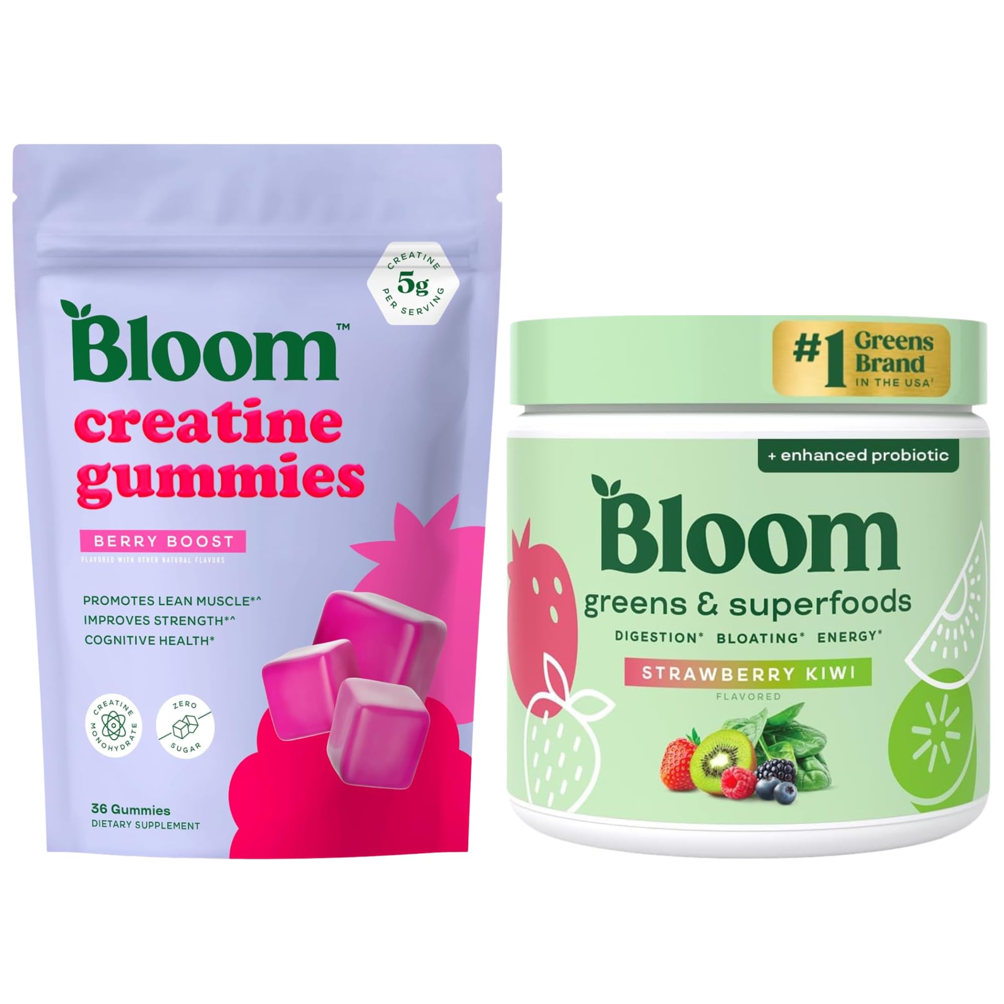 Bloom Creatine Gummies and Strawberry Kiwi Greens Bundle