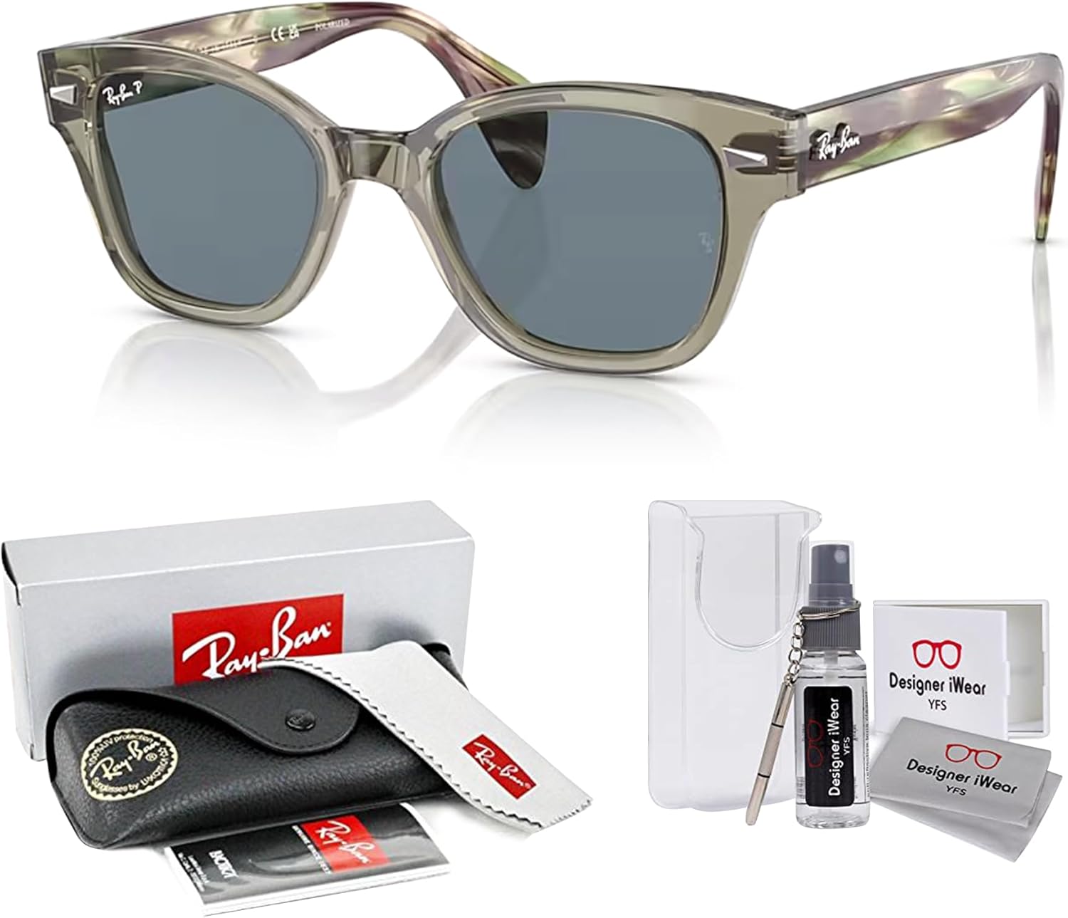 Ray-Ban RB0880S Square Sunglasses for Men for Women +BUNDLE with ACCESSORY EYEWEAR KIT