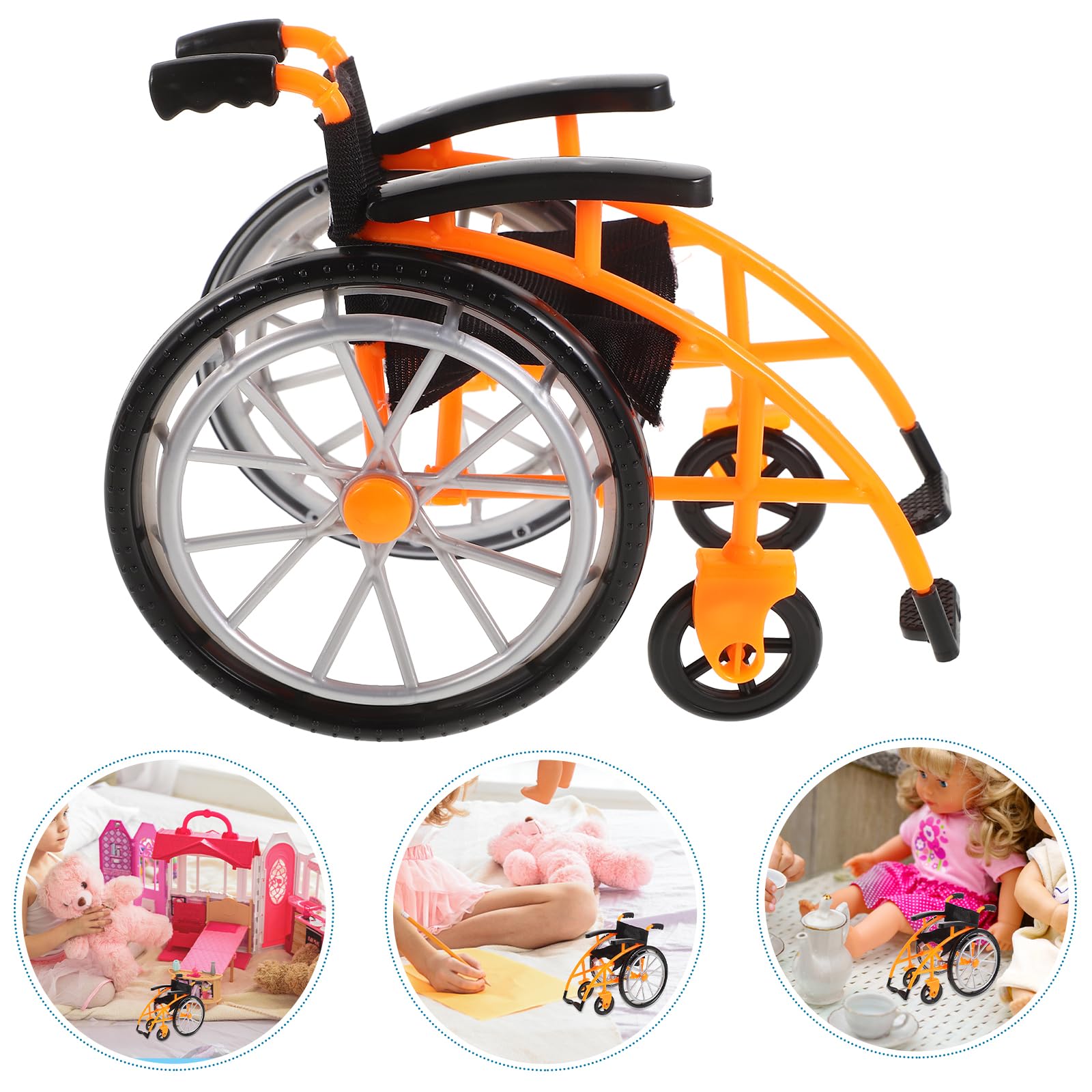 BESTonZON Sedia a Rotelle Per Bambole Mini Pieghevole Con 2 Stampelle Accessori Medici in Plastica Realistici Per Giochi Di Ruolo E Casa Delle Bambole 6.89X5.51X3.54In