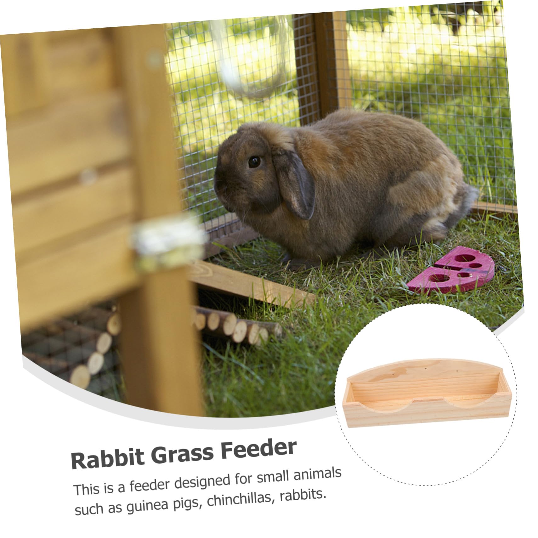 Holz Futterkrippe Futtertrog für Kaninchen Meerschweinchen Grasständer als Futterspender und Napf für Kleintiere Draußen