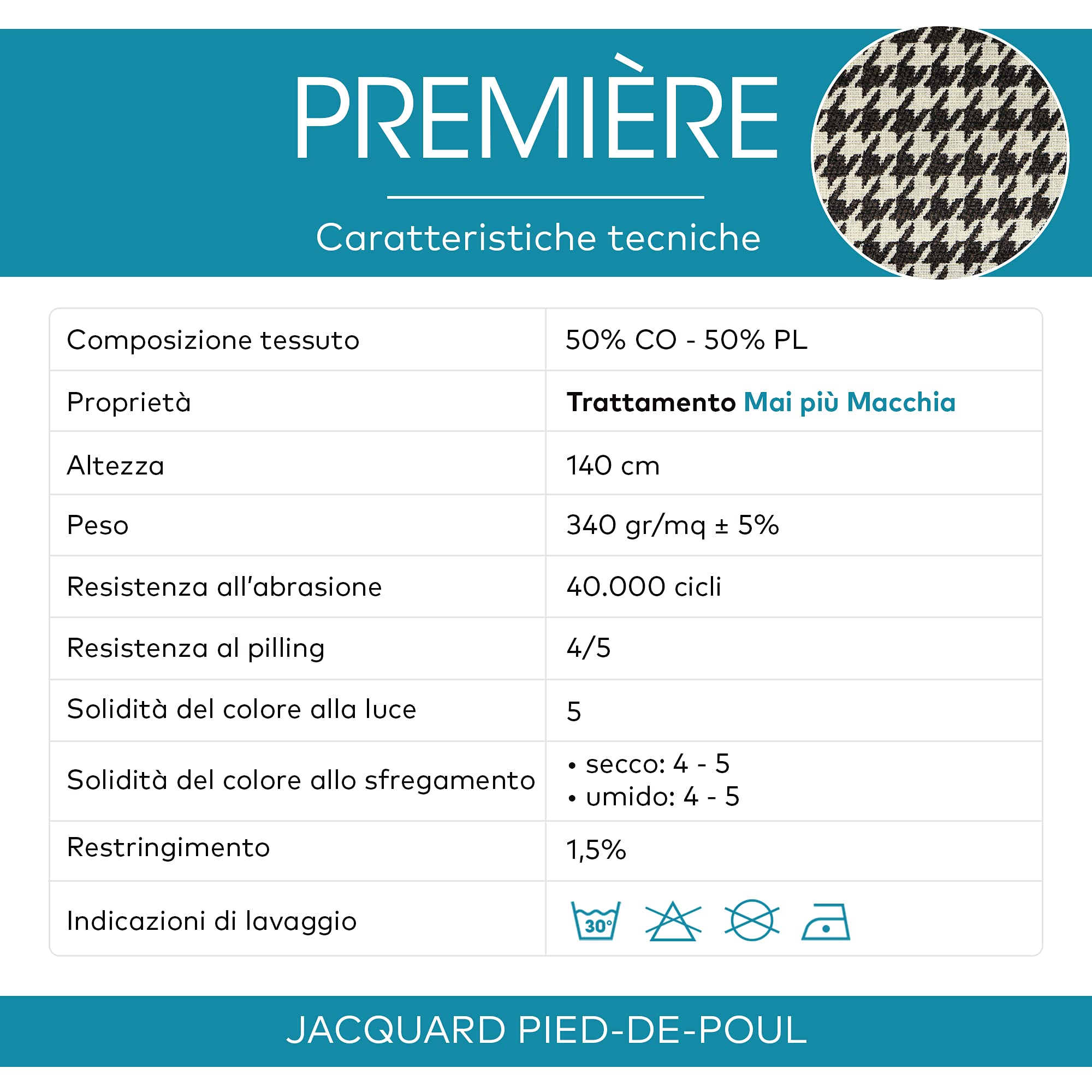 DESHOME Premiere 10 metri - Tessuto al metro Pied-de-poule Jacquard Stoffa per tappezzeria divani, poltrone, cuscini, sedie, borse (Bianco crema)