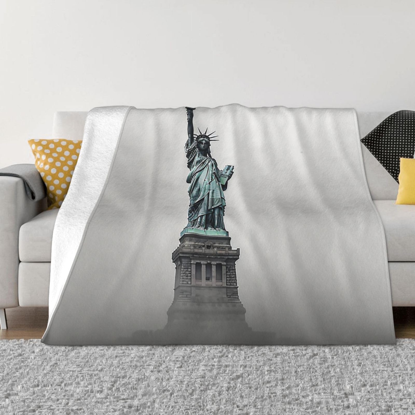 Couverture Statue de la Liberté en micro polaire douce pour lit et canapé