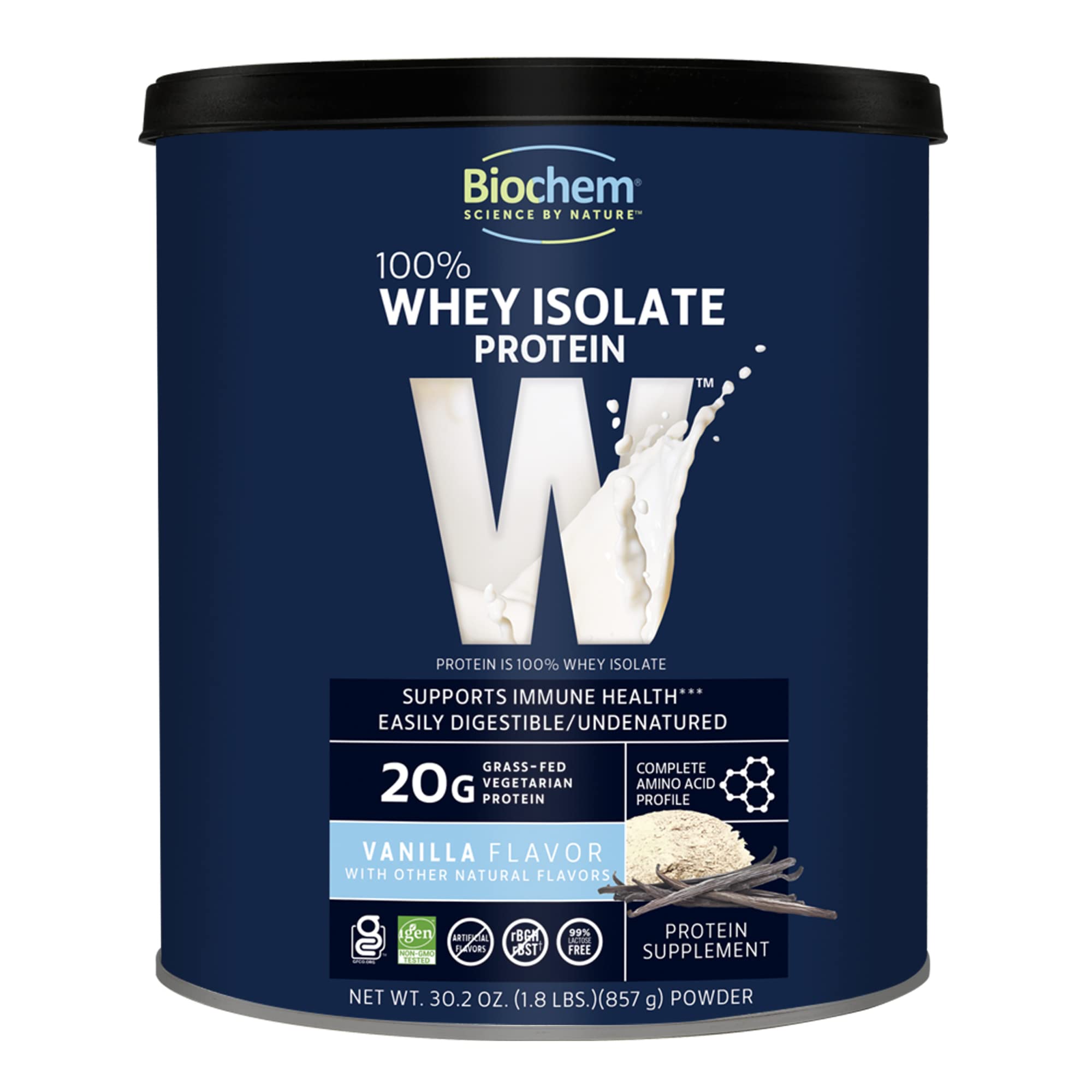 Buy Biochem 100 Whey Isolate Protein Vanilla 30.2 oz 20g of