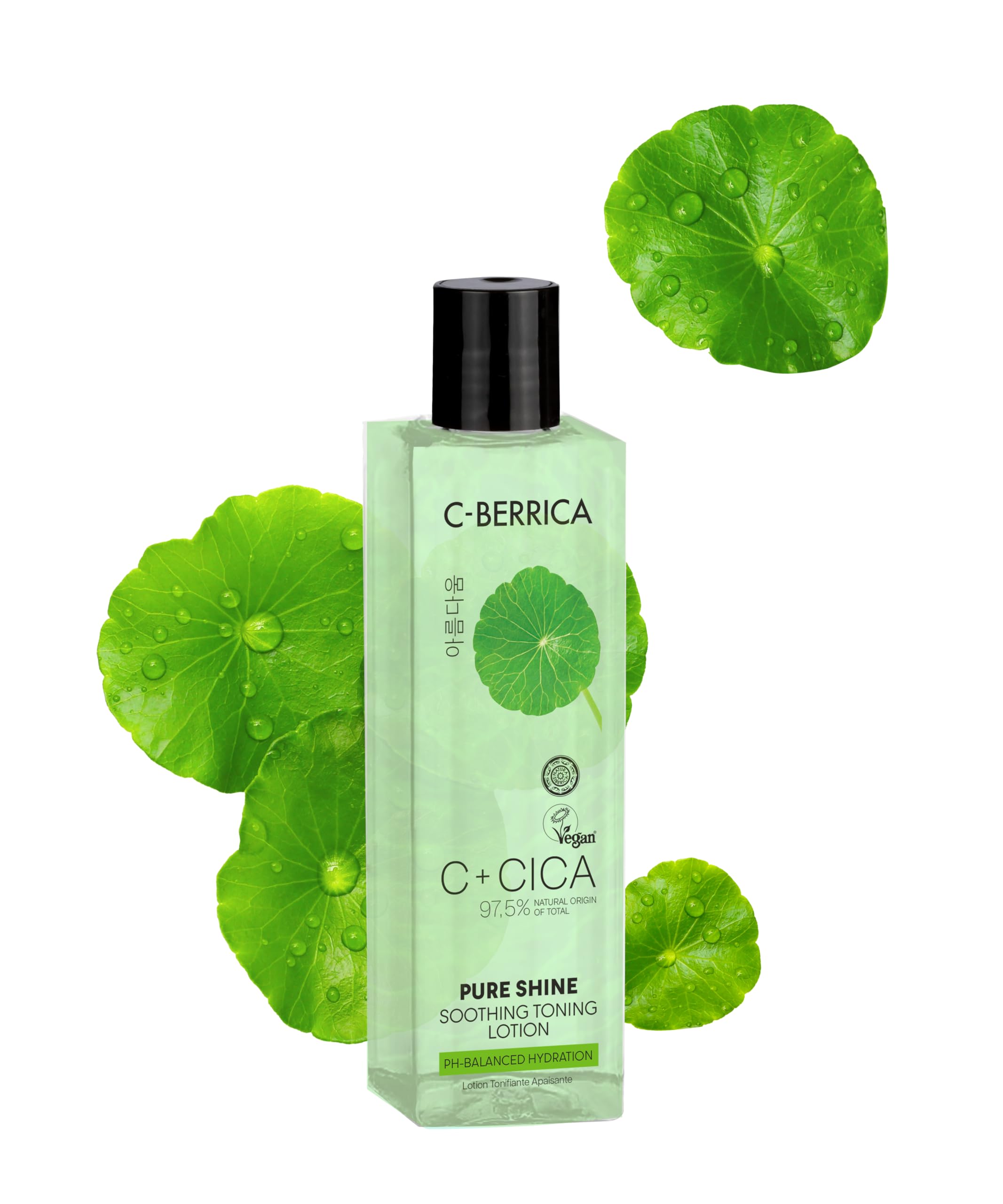 C+CICA C-BERRICA PURE SHINE SOOTHING TONING LOTION - pH-balanced hydration. K-Beauty inspired GLASS SKIN routine infused with Centella Asiatica and Vitamin C, 150ml
