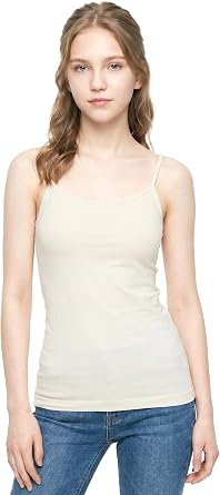 Kurve Womens Basic Seamless Stretch Hip Length Camisole Tank Top - UV Protective Fabric Rated UPF 50+, Made in USA