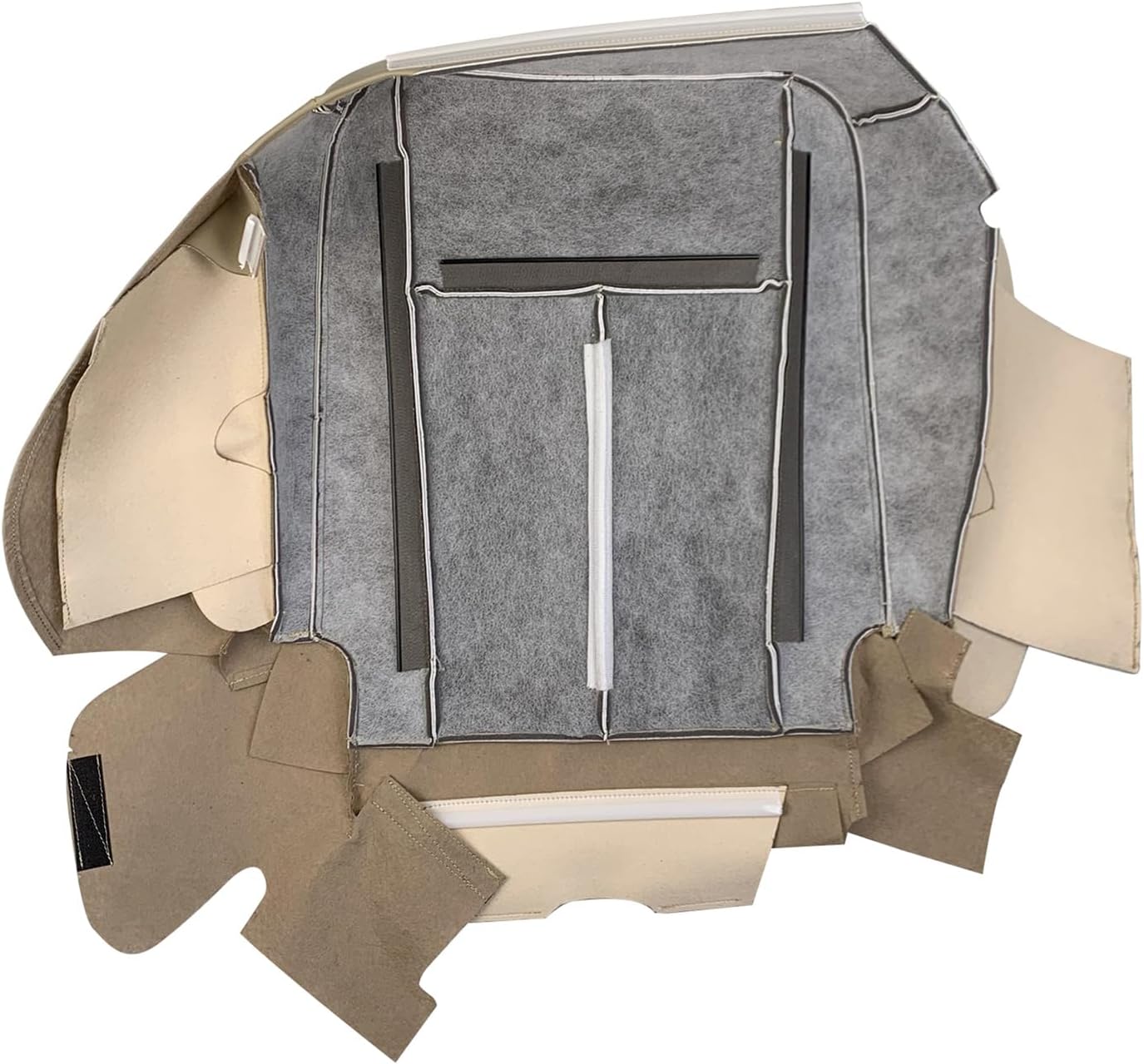 Driver & Passenger Leather Tan Bottom and Top Lean Back Perforated Artificial Seat Covers Fit for 2007-2014 Expedition XLT Limited Eddie Bauer