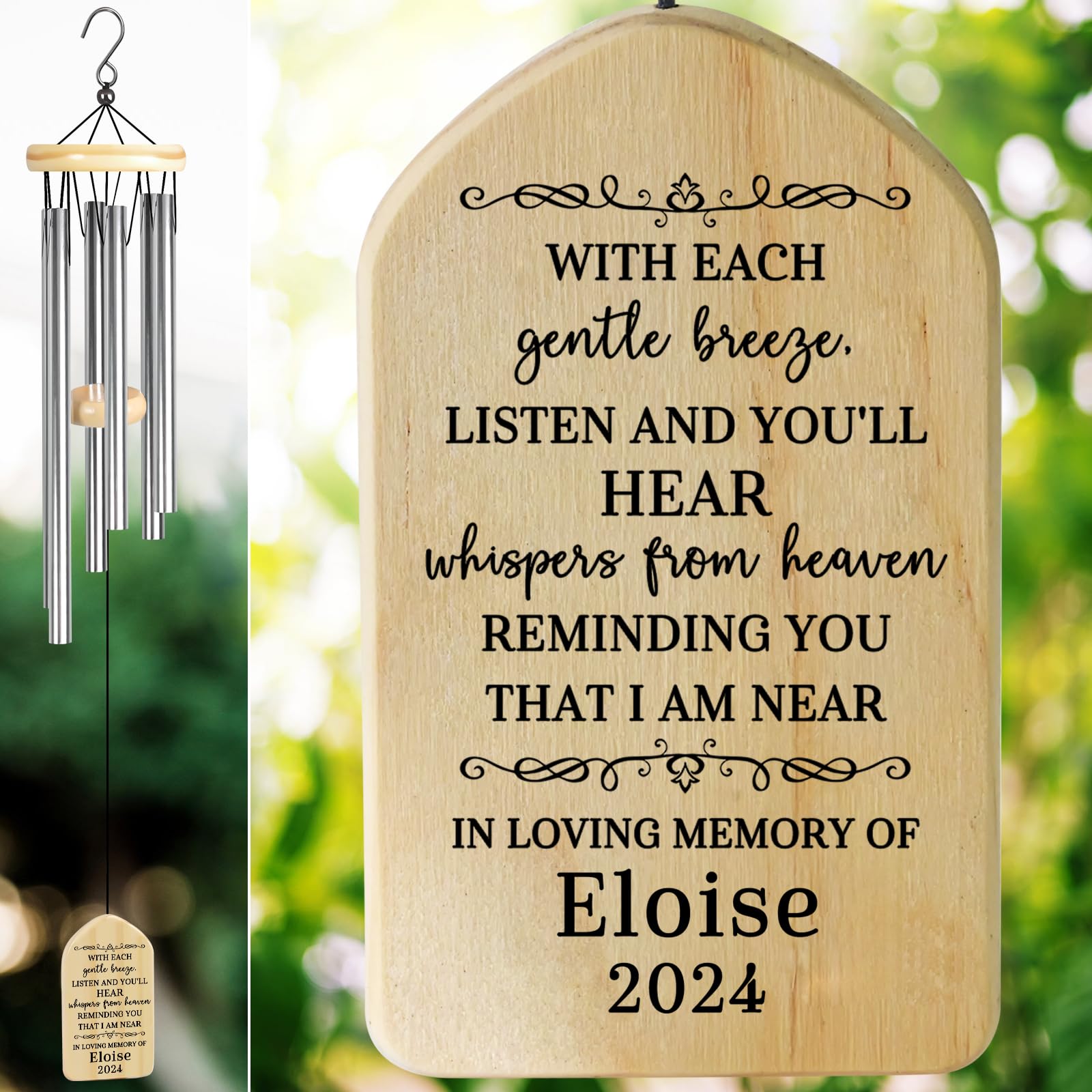 Personalized Sympathy Gift, Dodosky Memorial Wind Chimes, Memorial Gift, in Memory of Loved One, Remembrance Funeral Gift, Bereavement Gift