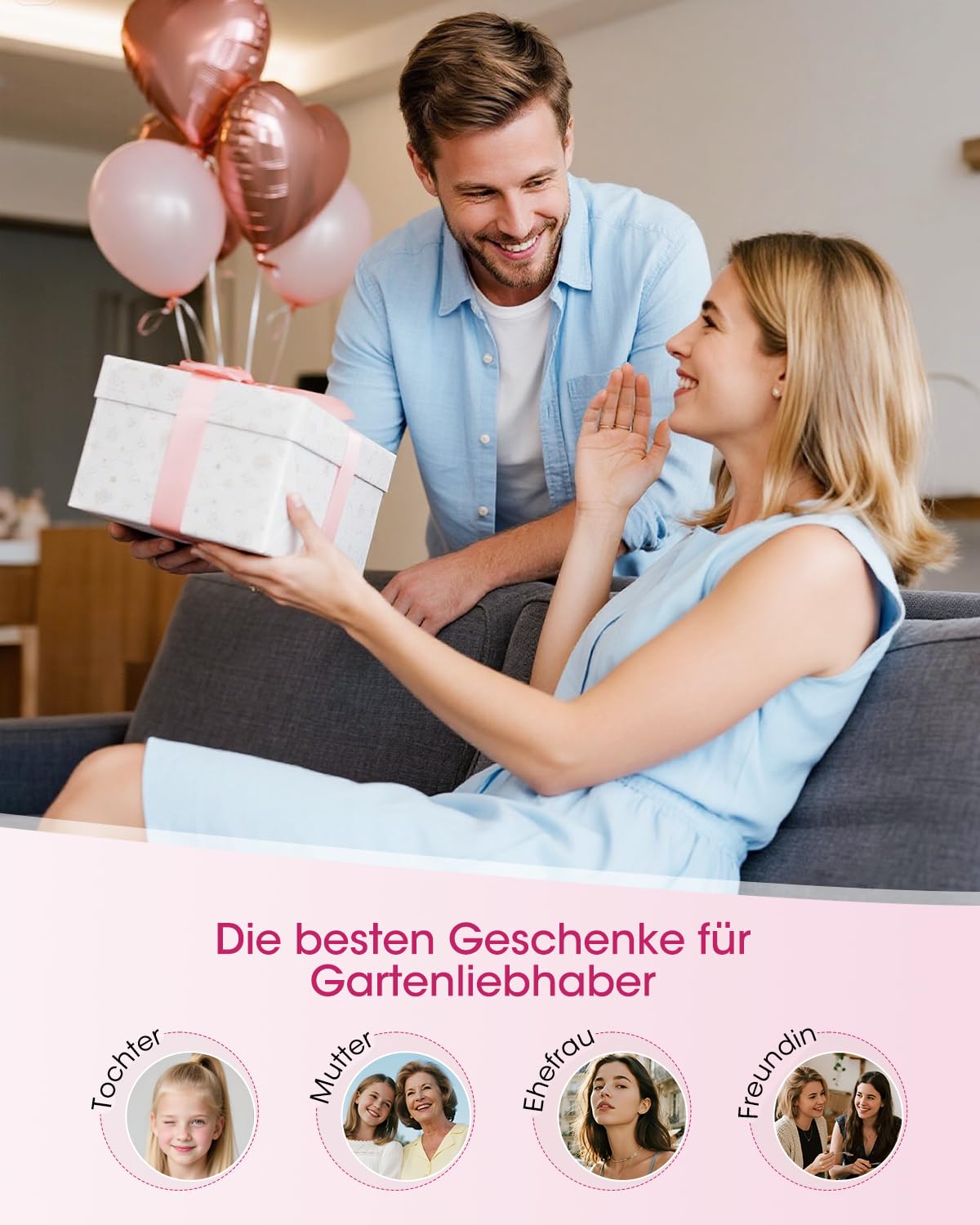 MYMULIKE Gartenwerkzeug Set, 26-teiliges Gartengeräte für Frauen, Garten Hand Werkzeuge mit Gummigriff und Oxford-Tasche, ideale Gartengeschenke für Frauen und Männer