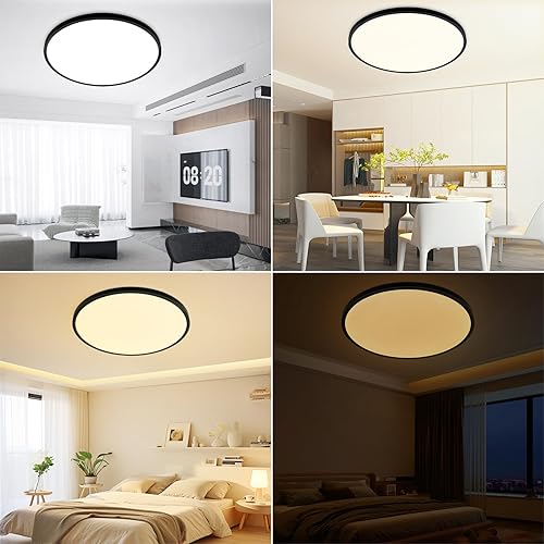 Miniatura 8 de Glowall Lámparas de techo LED de 24 pulgadas regulables con control remoto, luces de techo redondas modernas de 56 W, lámpara de techo ultrafina
