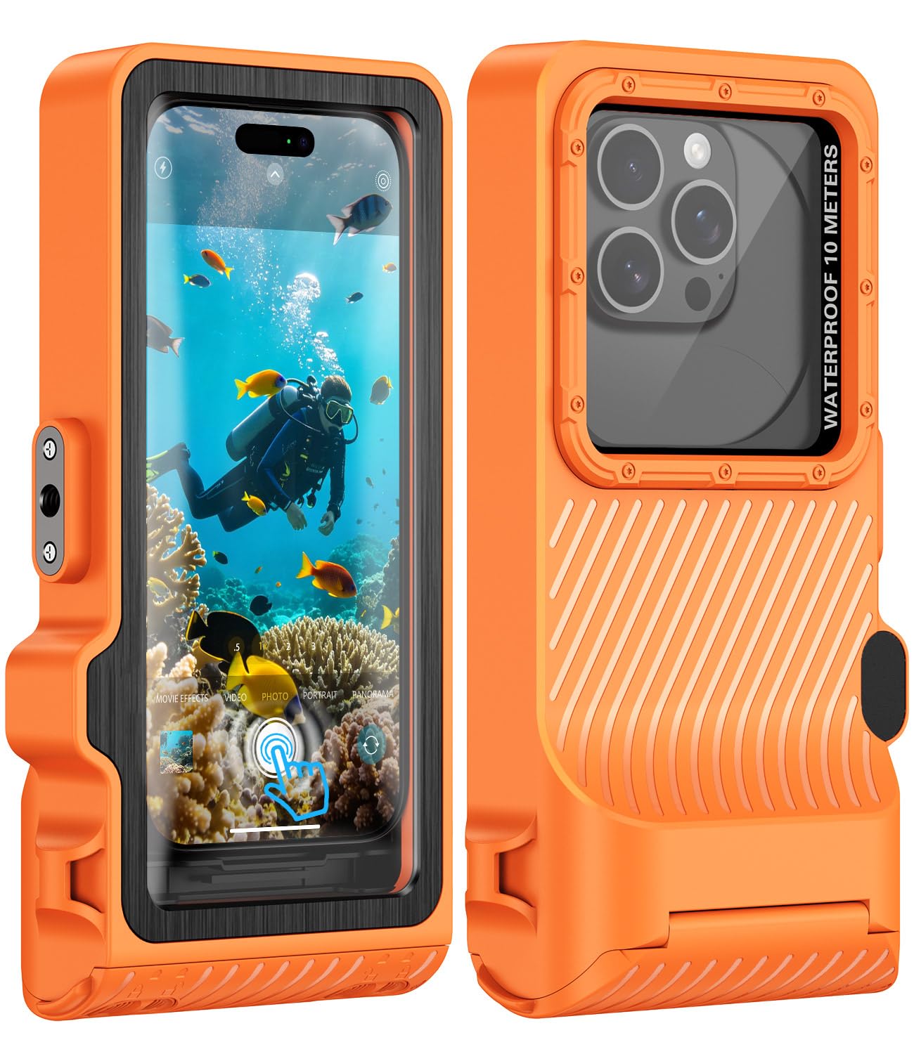 Funda impermeable de buceo, pantalla táctil subacuática para natación, esnórquel, funda universal subacuática para iPhone Galaxy Xiaomi Series todos los teléfonos inteligentes (naranja)
